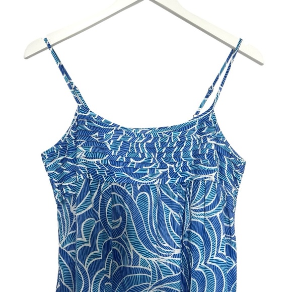 J McLaughlin Paris Linen Maxi Dress Geti Swirl Blue White Aqua Size S NEW - Picture 6 of 14